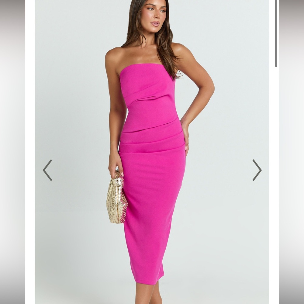 Showpo Pink Strapless Sheath Dress